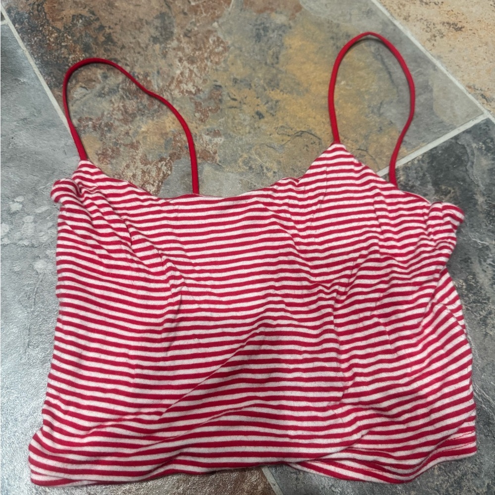 Pac sun Red and White Striped Women's Top